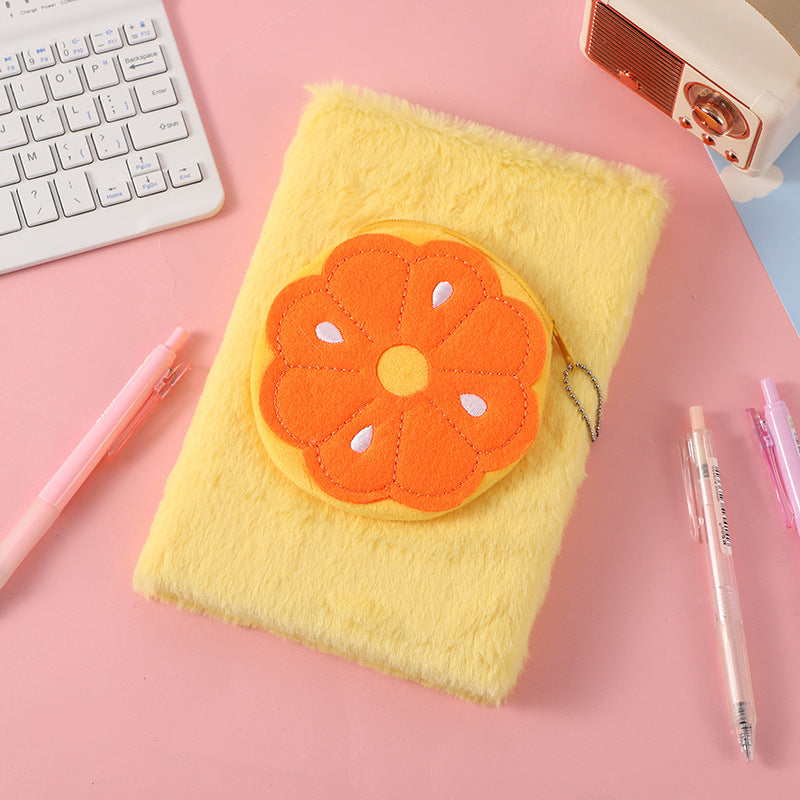 Wholesale New creative fruit notebook cute cartoon plush notebook children' s handmade